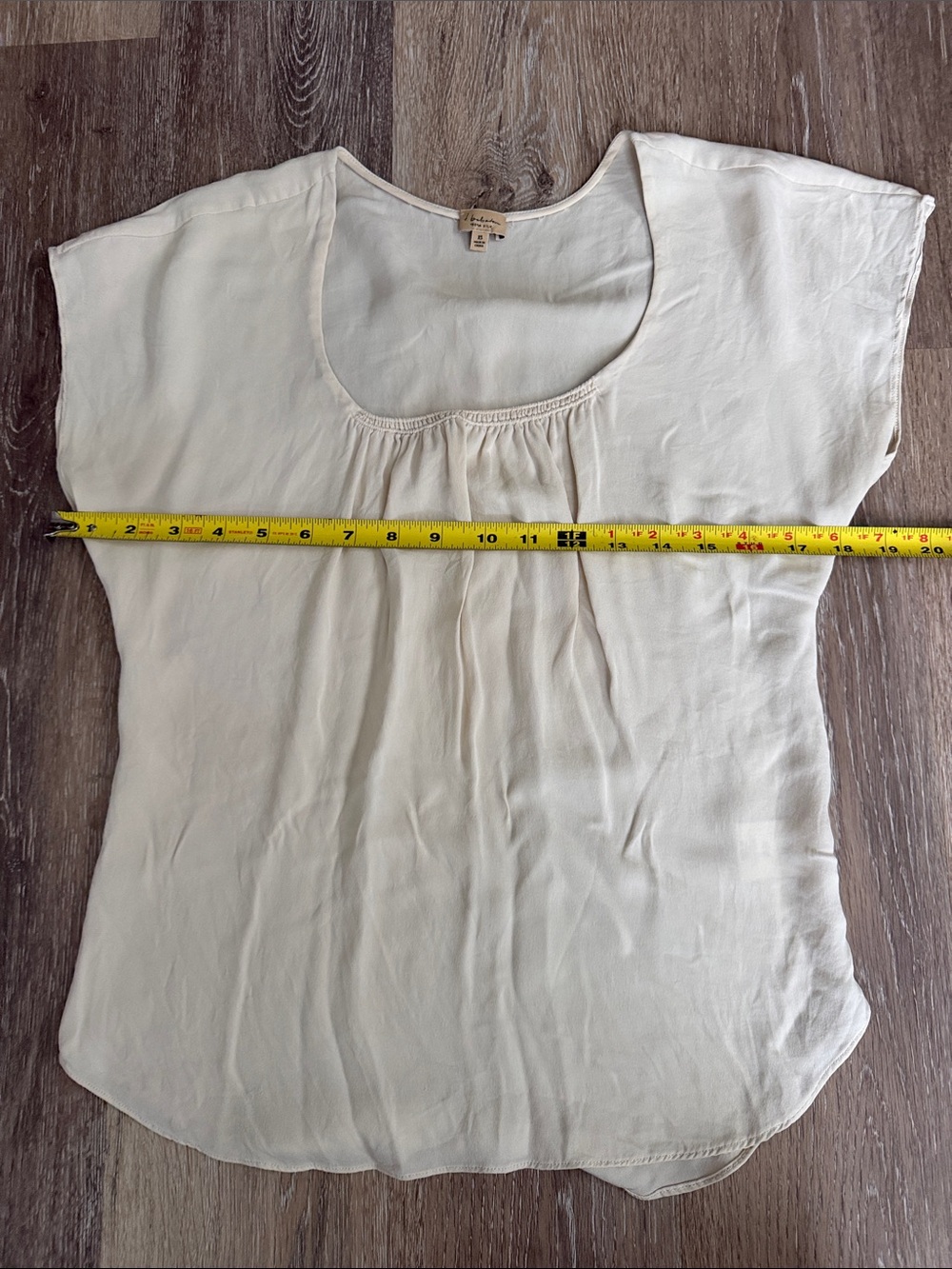 Babaton Cream Scoop-Neck Short Sleeve Blouse 100% Silk XS - Picture 5 of 6